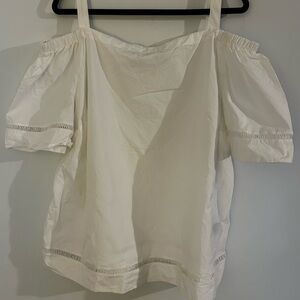 Lauren Ralph Lauren White off the shoulder drop stitch details  Boxy Top Size 2X